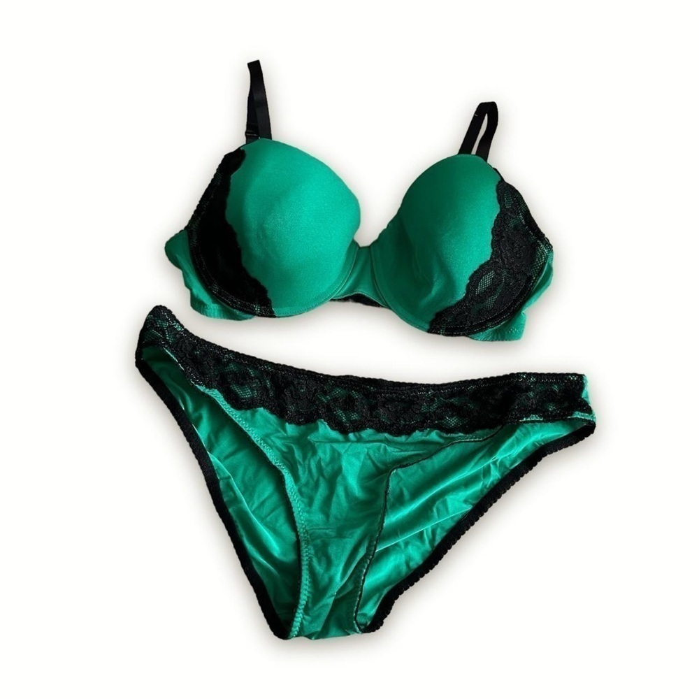 Blush Emerald Green & Black Lingerie Set
